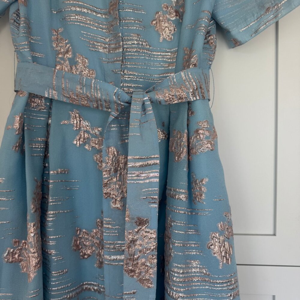 Metallic Jacquard Belted Shirt Dress - Picture 5 of 5